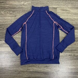 Wears Woody Versa 1/2 Zip Pullover Womens Size L Blue Bamboo Performance Coastal